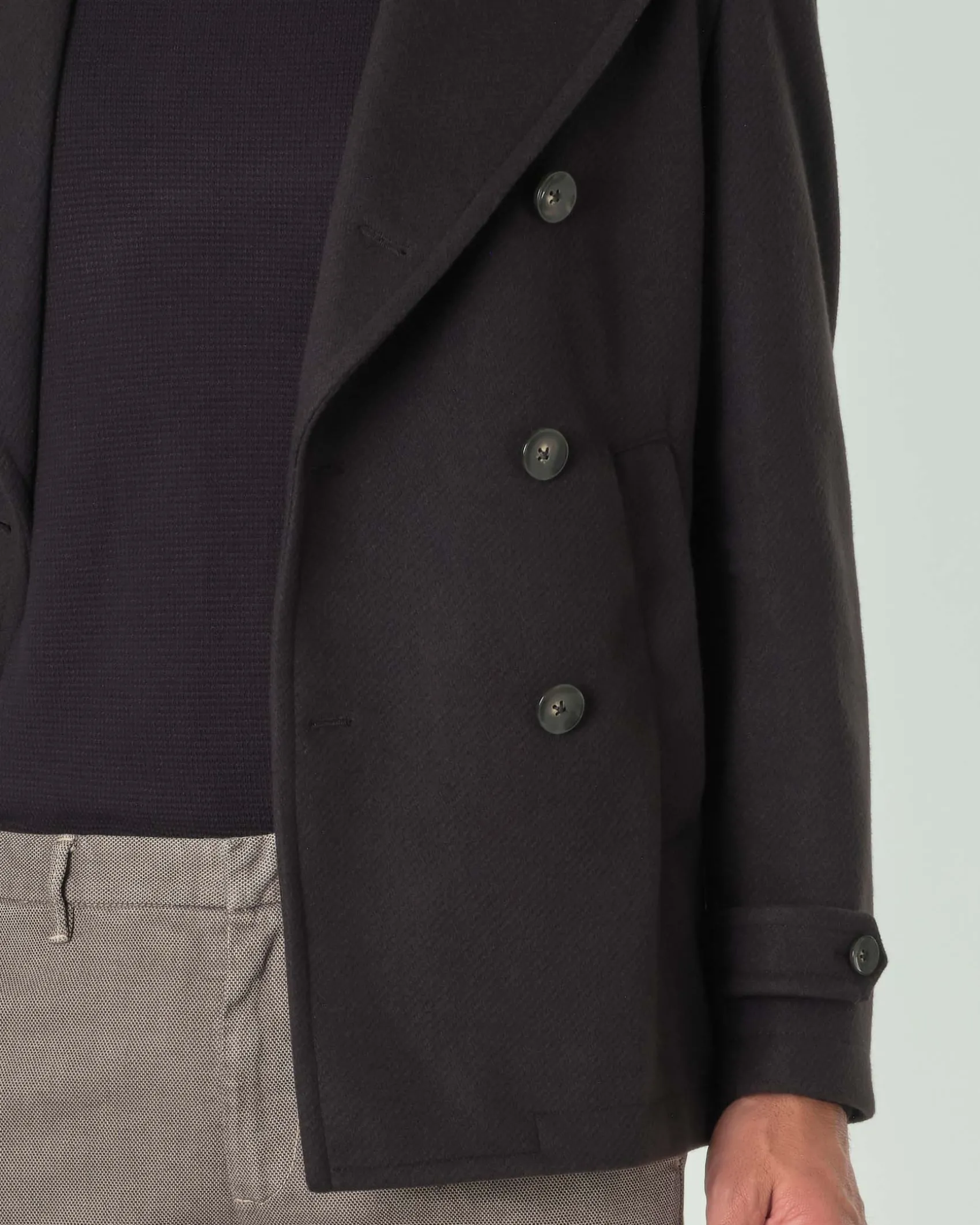 Peacoat Paul Baker nero in panno diagonale