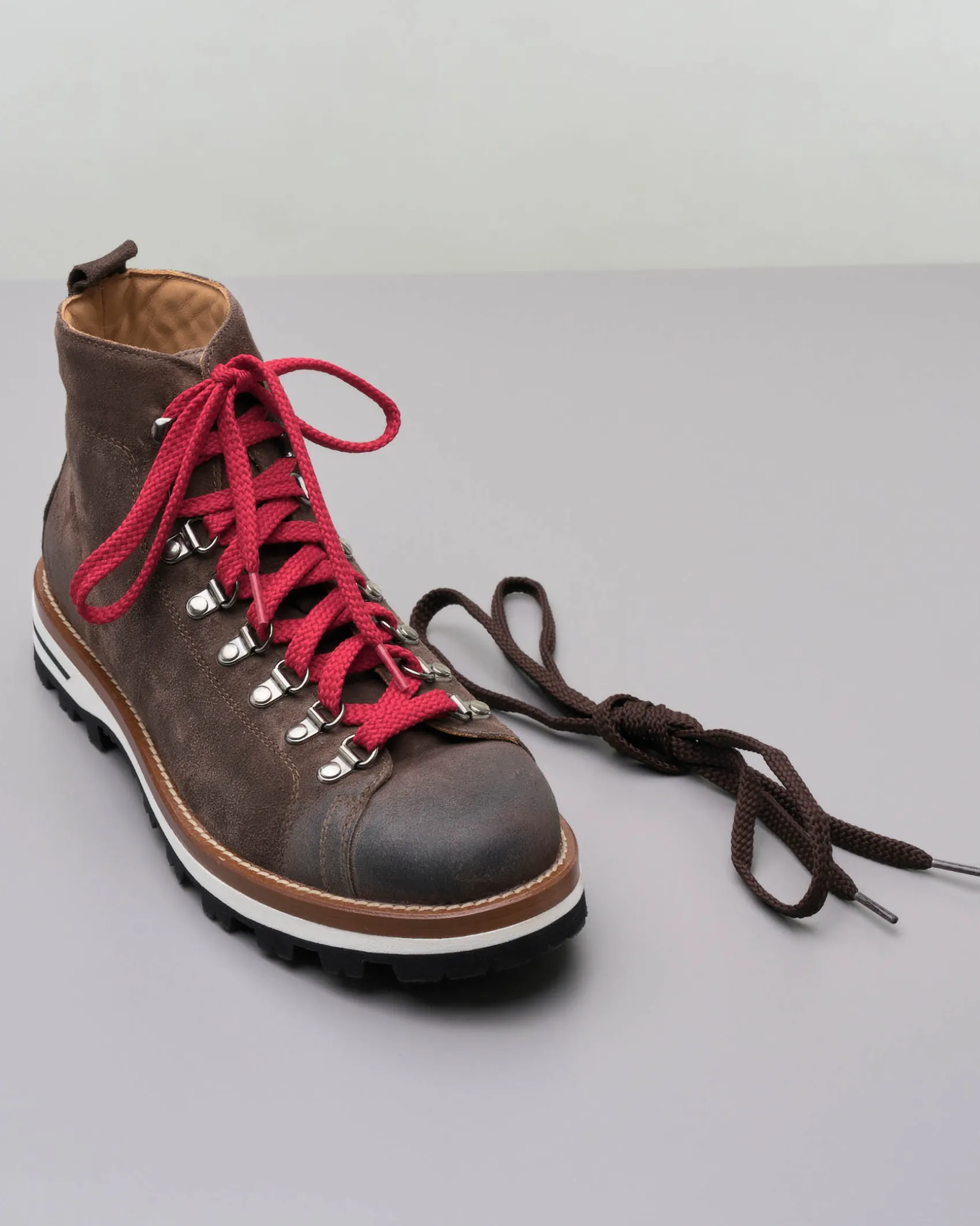 Pedula Mon Piz Heritage in pelle scamosciata marrone effetto vintage