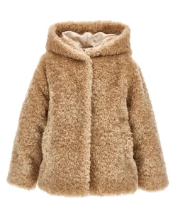 Pelliccia Monnalisa beige con cappuccio