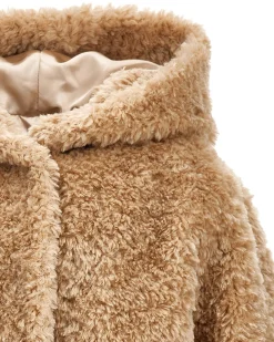 Pelliccia Monnalisa beige con cappuccio
