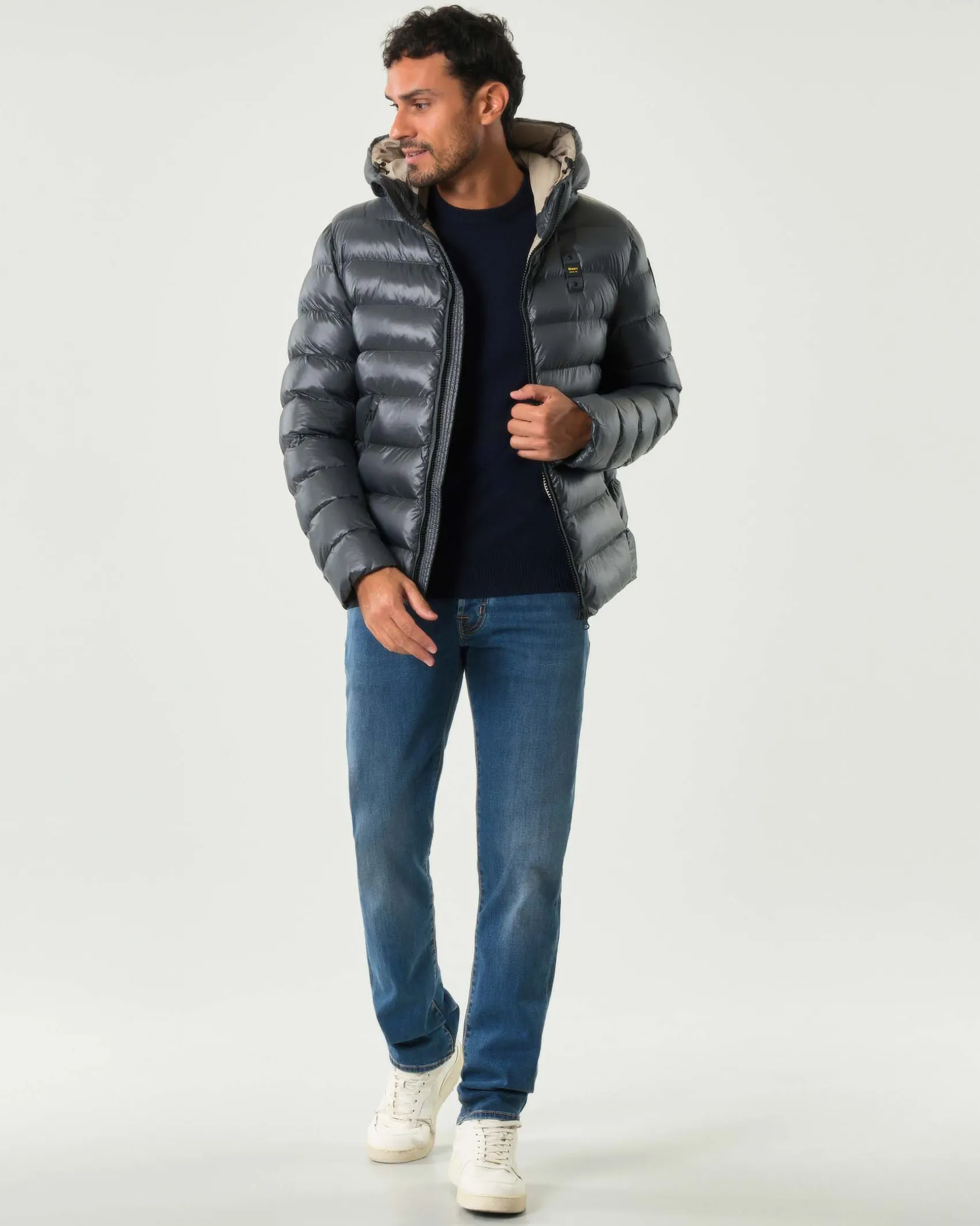 Piumino Adams Blauer grigio con cappuccio e imbottito in ovatta Sorona® Aura