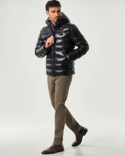 Piumino Adams Blauer nero con cappuccio e imbottito in ovatta Sorona® Aura