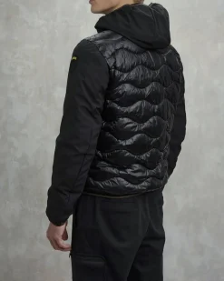 Piumino Albert Blauer bi-tessuto nero con cappuccio fisso e trapuntatura ad onde