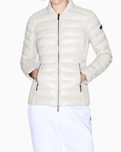 Piumino Armani Exchange beige con imbottitura in piumino d'anatra bianca