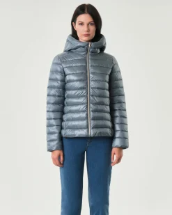Piumino azzurro Emme Marella in tessuto tecnico downproof antigoccia con cappuccio