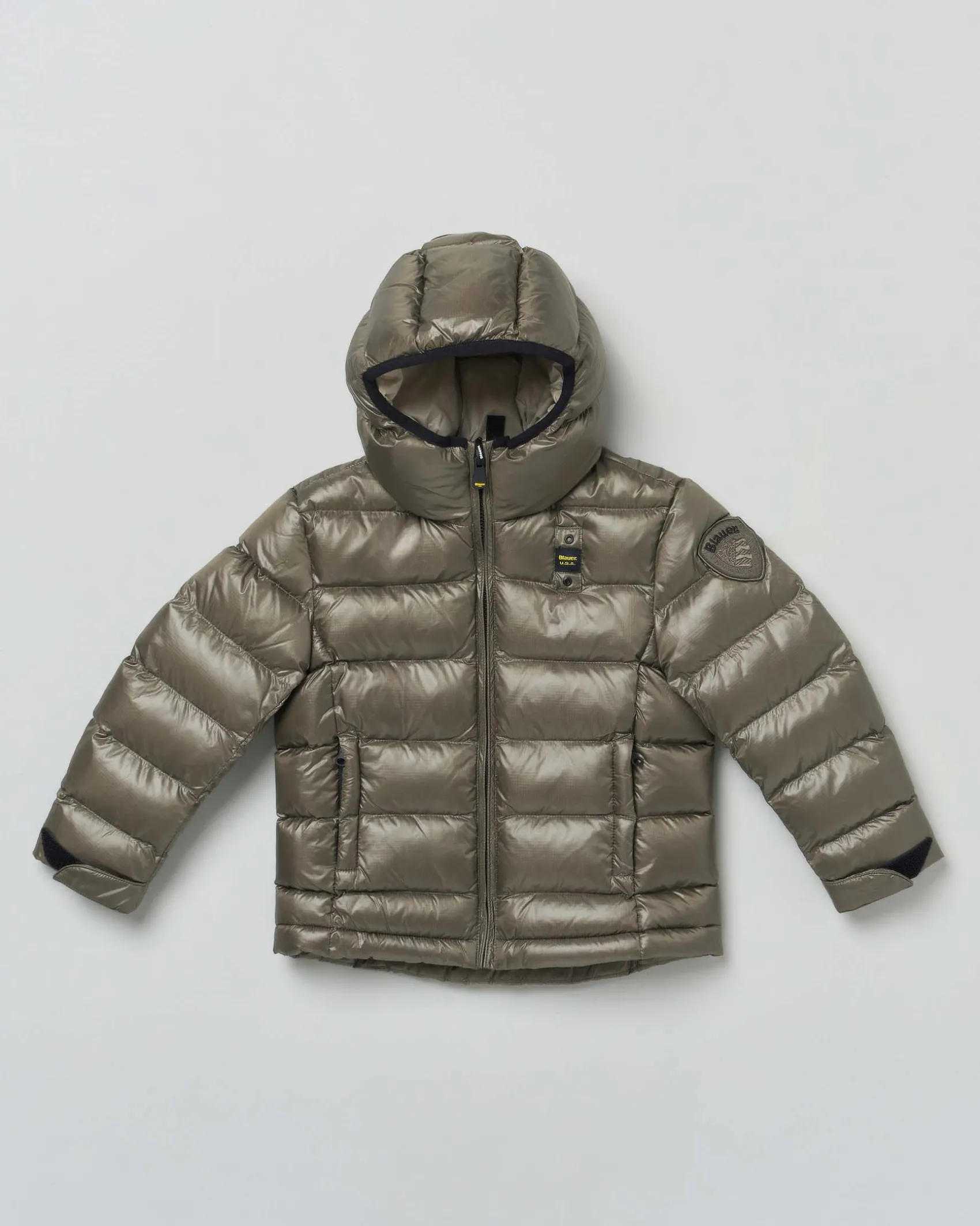 Piumino Blauer militare in nylon ripstop imbottito con cappuccio