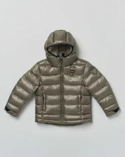 Piumino Blauer militare in nylon ripstop imbottito con cappuccio