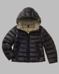 Piumino Blauer nero in nylon ripstop imbottito con cappuccio ed interno beige