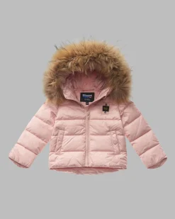 Piumino Blauer rosa con cappuccio fisso e pelliccia staccabile