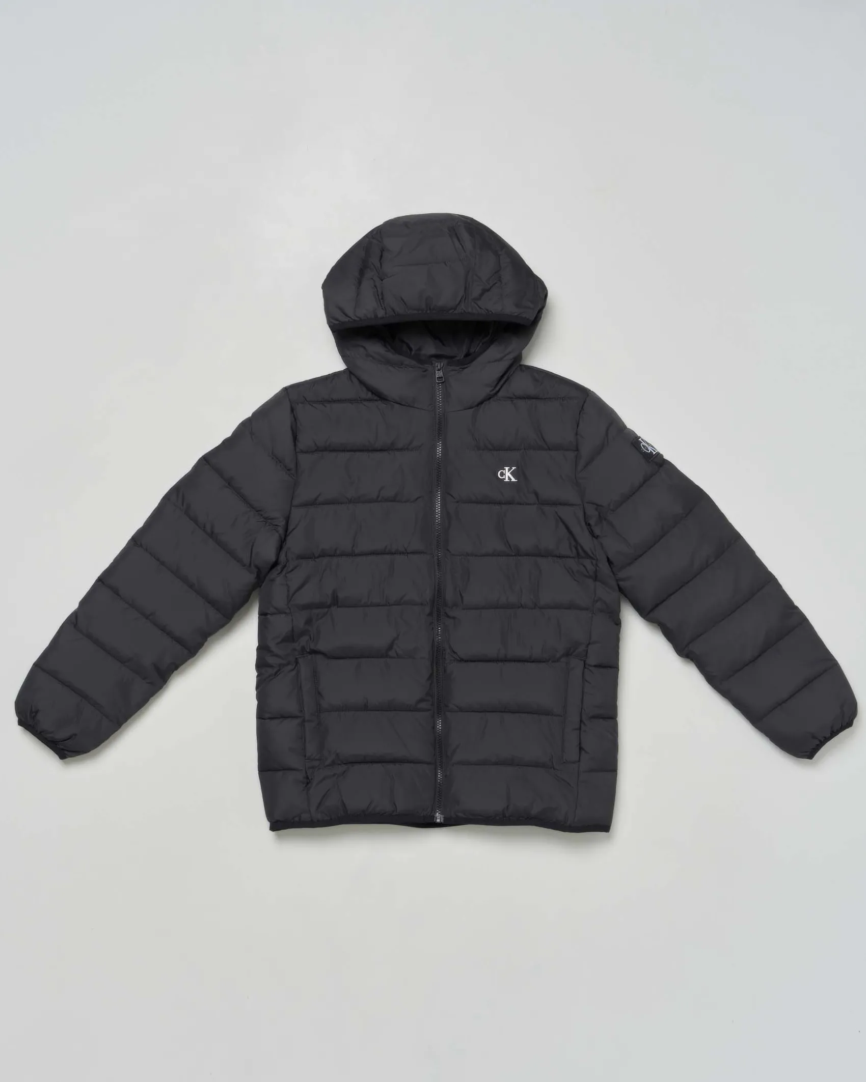 Piumino Calvin Klein nero trapuntato con cappuccio