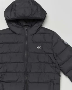 Piumino Calvin Klein nero trapuntato con cappuccio