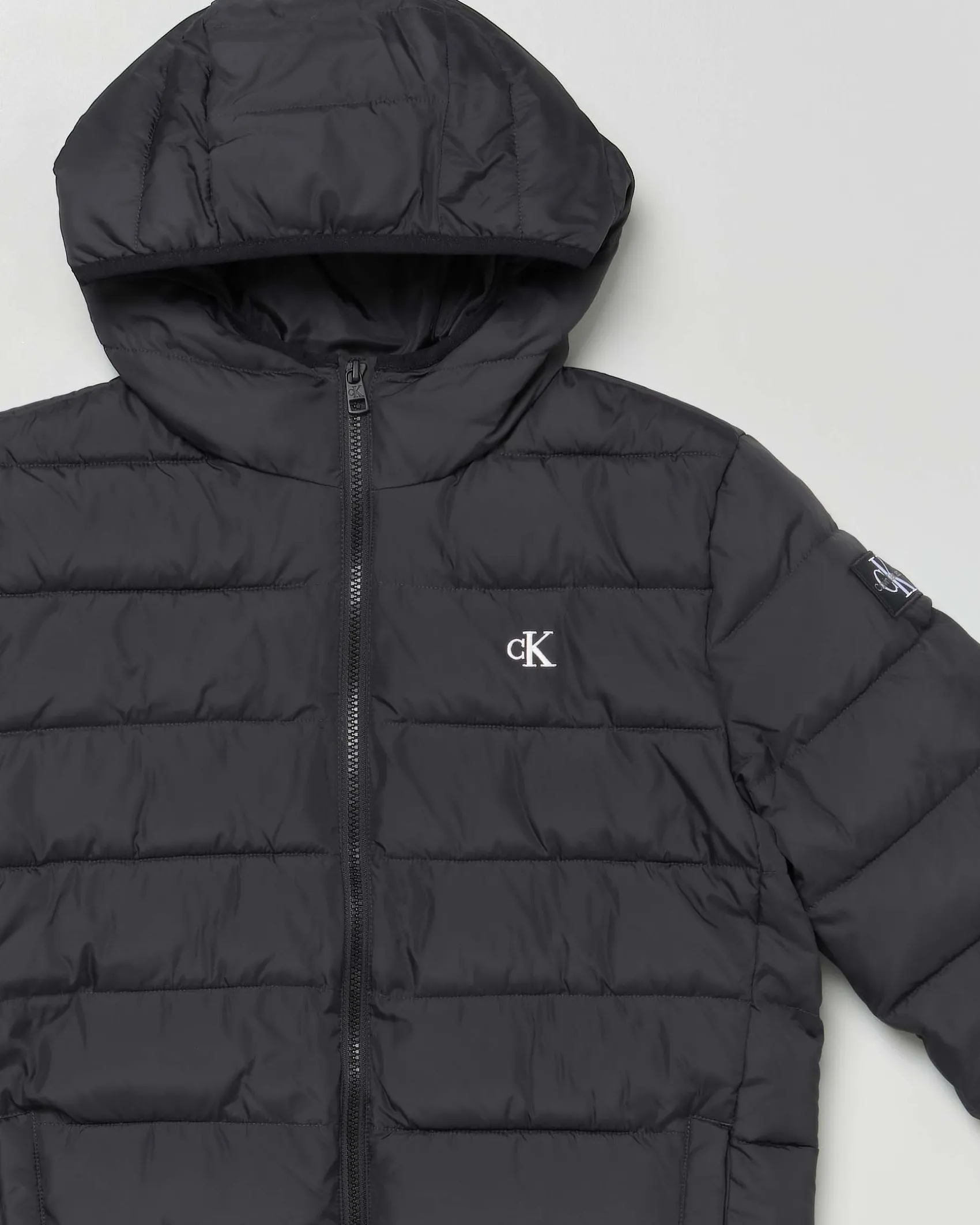 Piumino Calvin Klein nero trapuntato con cappuccio