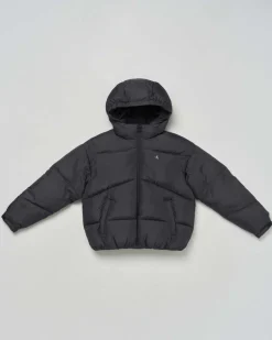 Piumino Calvin Klein nero in nylon con cappuccio staccabile
