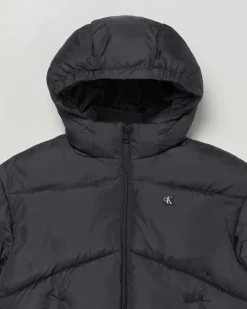 Piumino Calvin Klein nero in nylon con cappuccio staccabile