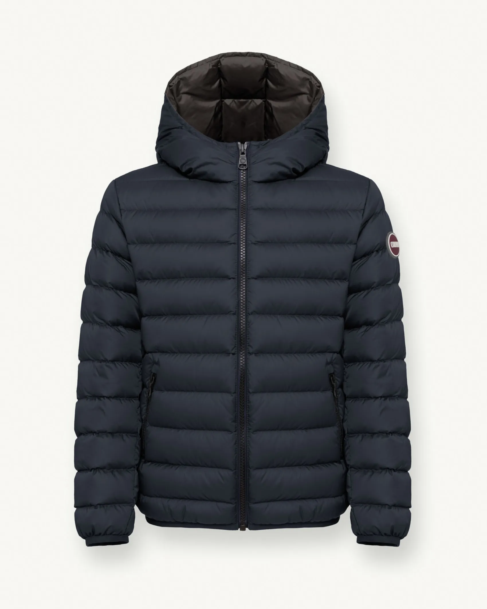 Piumino Colmar blu con cappuccio fisso in nylon opaco