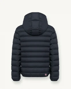 Piumino Colmar blu con cappuccio fisso in nylon opaco