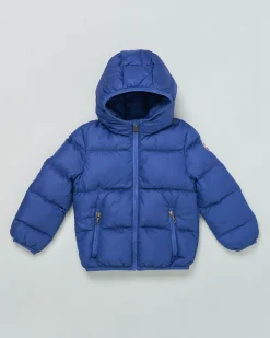 Piumino Colmar blu royal con cappuccio fisso in nylon trapuntato imbottito in piuma