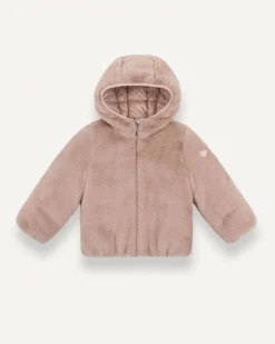 Piumino Colmar in ecopelliccia rosa imbottito con cappuccio