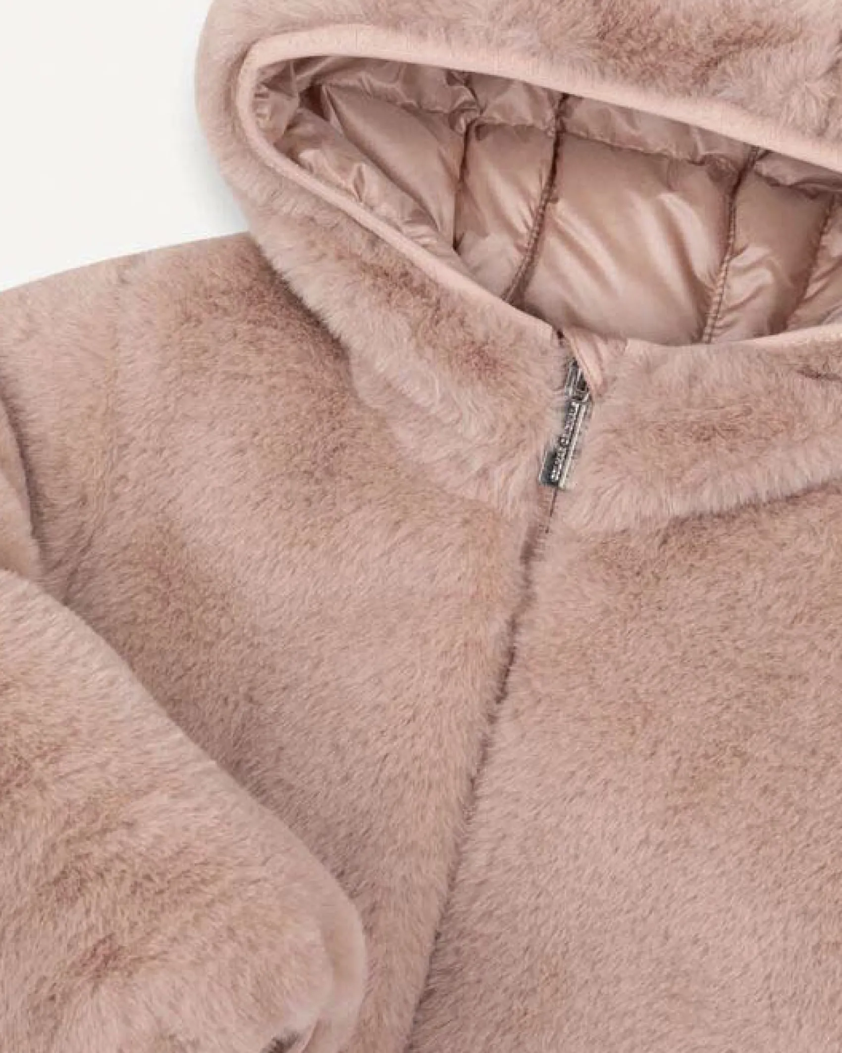 Piumino Colmar in ecopelliccia rosa imbottito con cappuccio