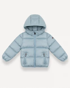 Piumino Colmar in nylon azzurro imbottito con cappuccio