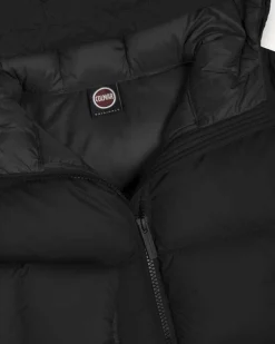 Piumino Colmar nero in nylon trapuntato in tessuto liscio con cappuccio fisso