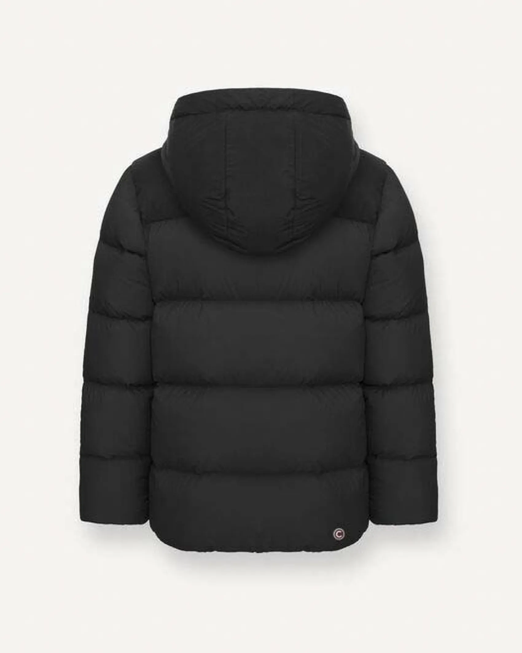 Piumino Colmar nero in nylon trapuntato in tessuto liscio con cappuccio fisso