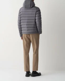 Piumino Colmar Originals grigio bi-tessuto con cappuccio e inserti su spalle e tasche in tessuto stretch