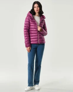 Piumino color ciclamino Emme Marella in tessuto tecnico downproof antigoccia con cappuccio
