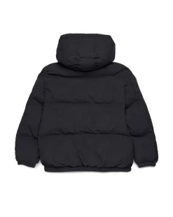 Piumino Diesel nero in nylon opaco con cappuccio
