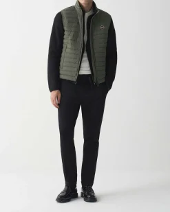 Piumino gilet Colmar Originals verde militare in nylon crinkle imbottito in piuma
