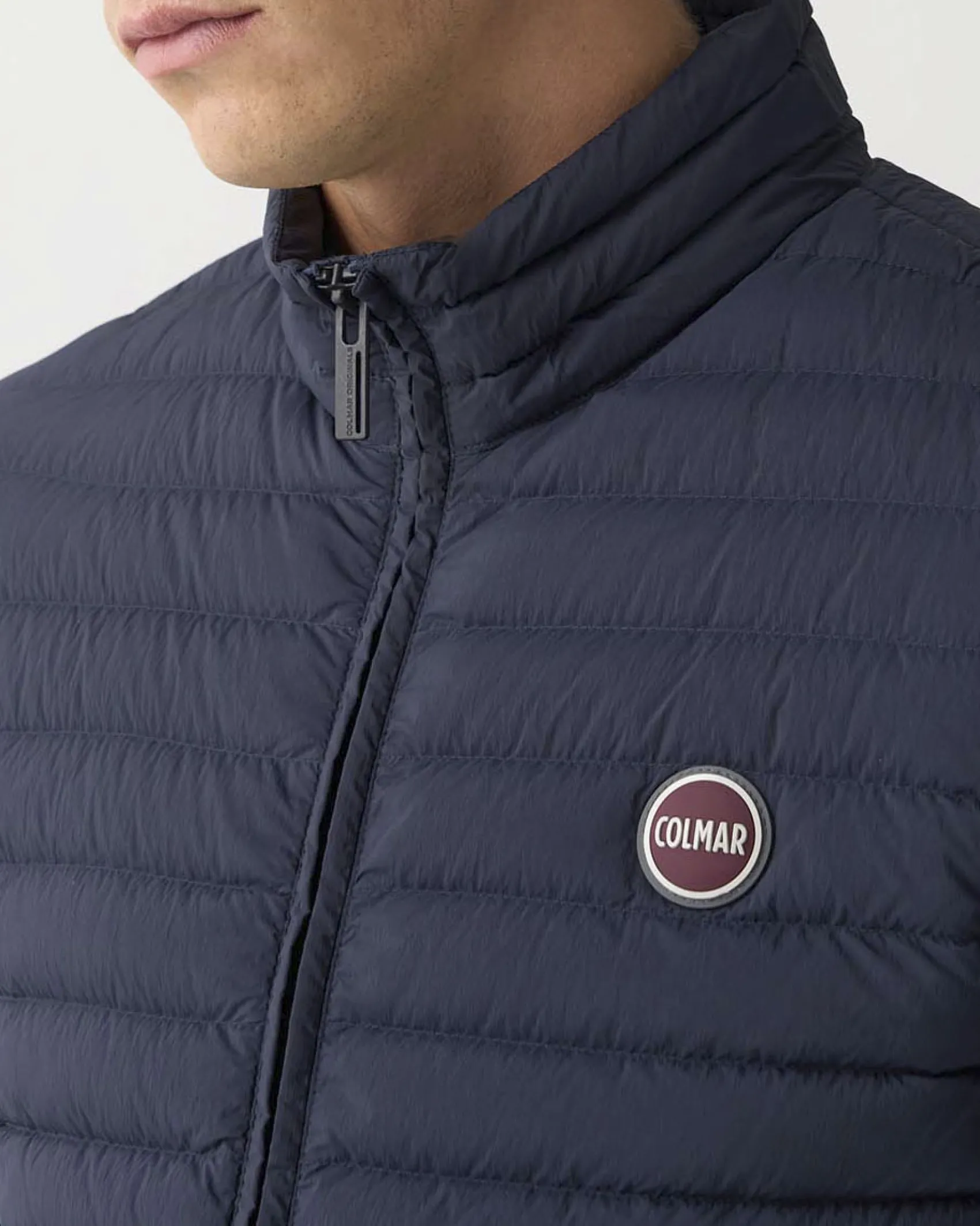 Piumino gilet Colmar Originals blu in nylon crinkle imbottito in piuma