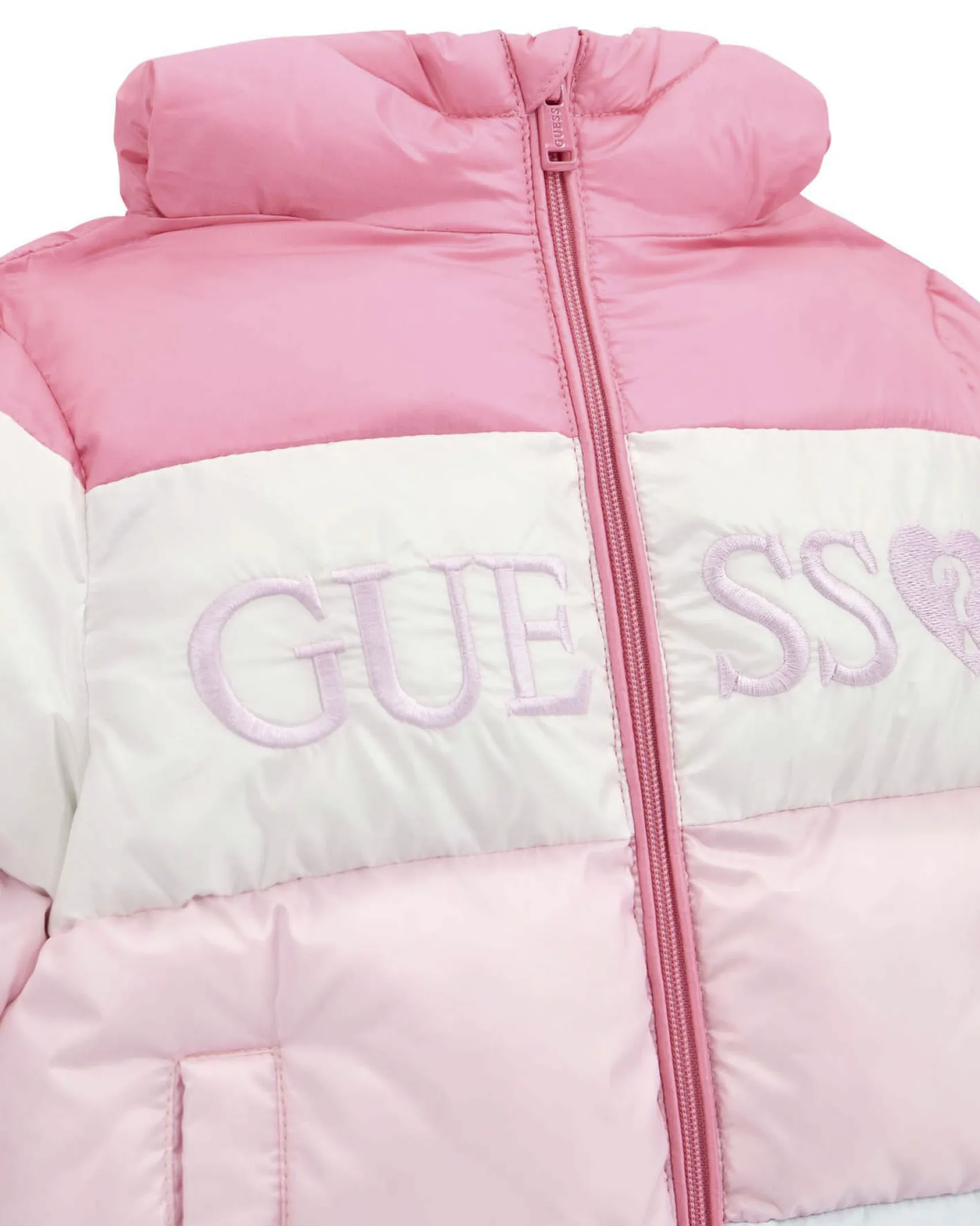 Piumino Guess a righe colori pastello con cappuccio