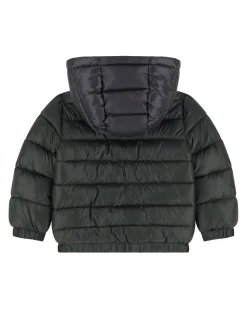 Piumino Guess in nylon verde con cappuccio