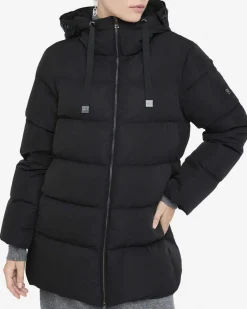 Piumino Liu Jo Jeans nero in nylon trapuntato con cappuccio e ricami