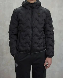 Piumino Piery Blauer nero con cappuccio fisso e trapuntatura spinata effetto 3D laserato