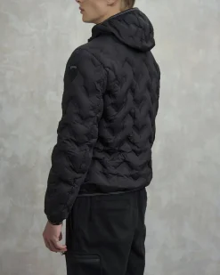 Piumino Piery Blauer nero con cappuccio fisso e trapuntatura spinata effetto 3D laserato