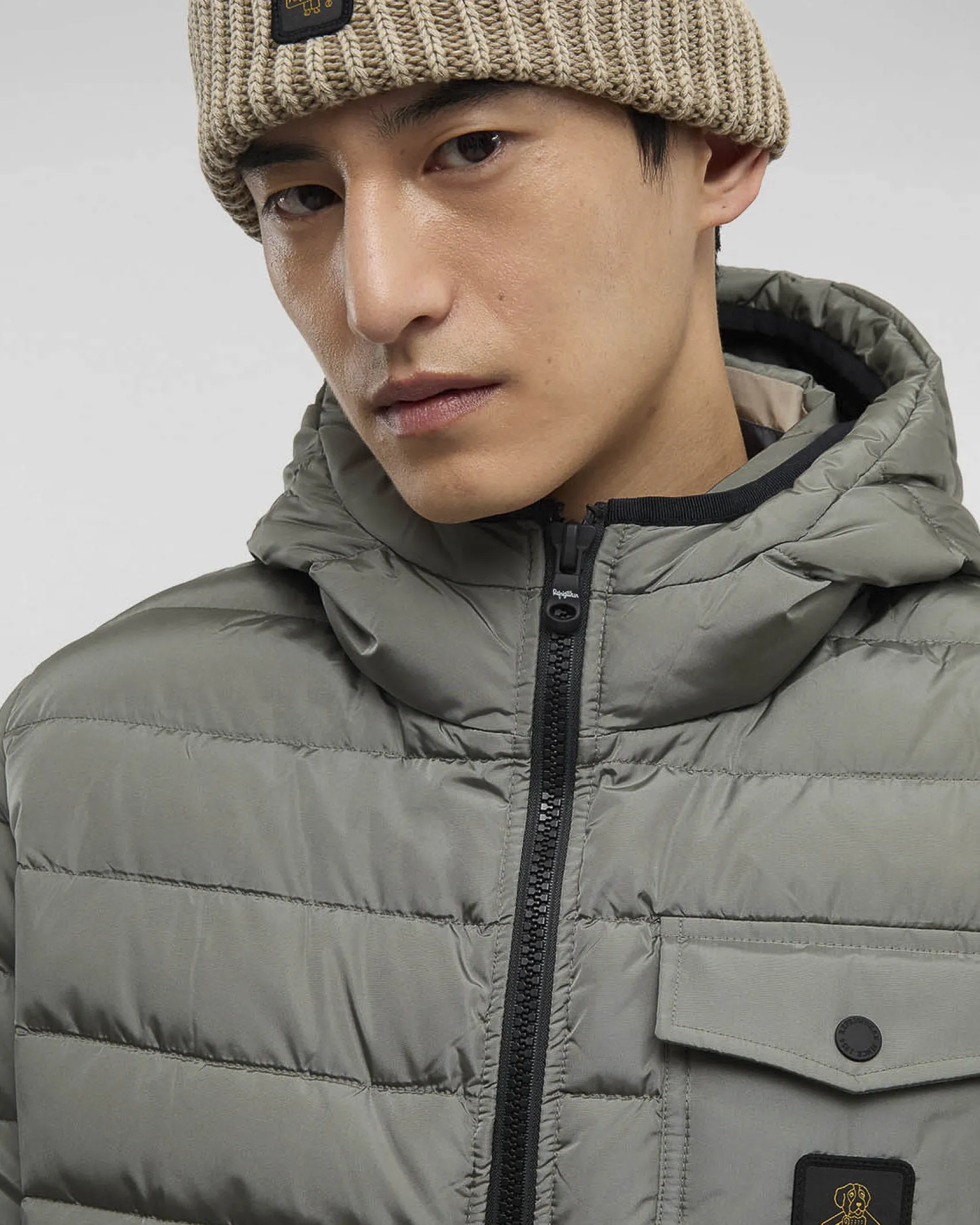 Piumino Refrigiwear Hunter Jacket verde salvia con cappuccio