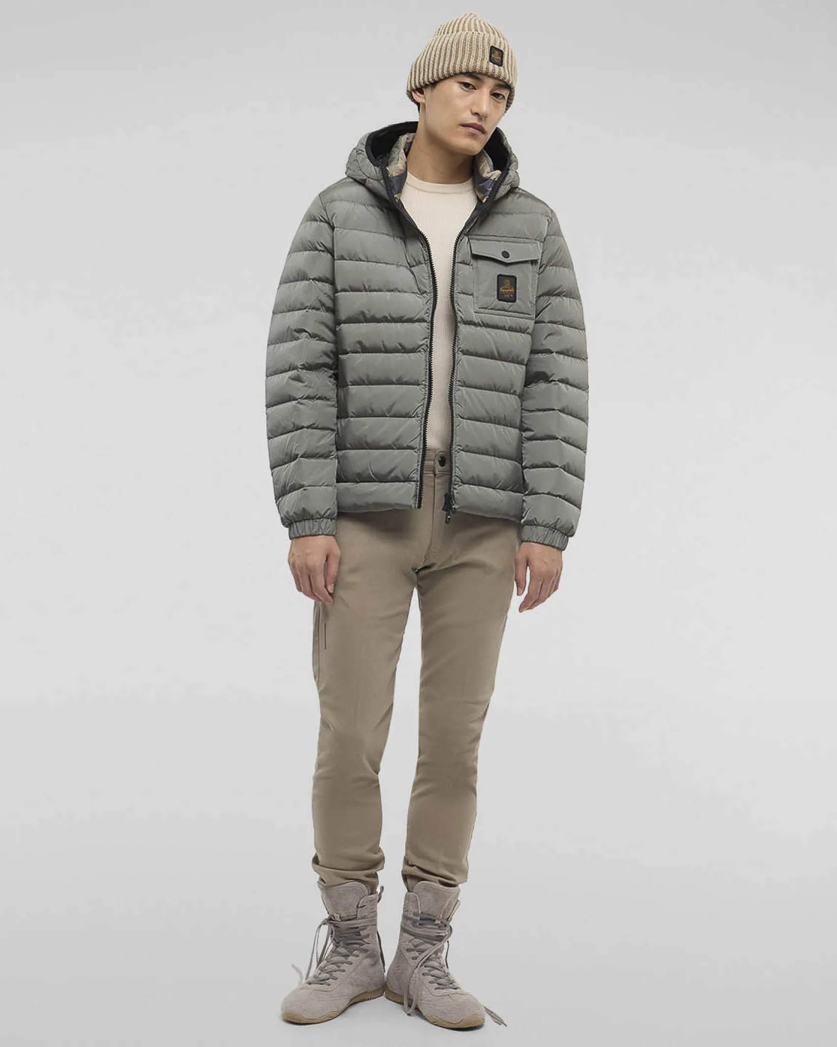 Piumino Refrigiwear Hunter Jacket verde salvia con cappuccio