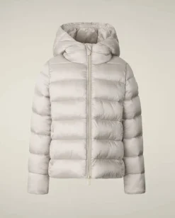 Piumino Save the duck beige chiaro modello Bibi in tessuto opaco con cappuccio fisso