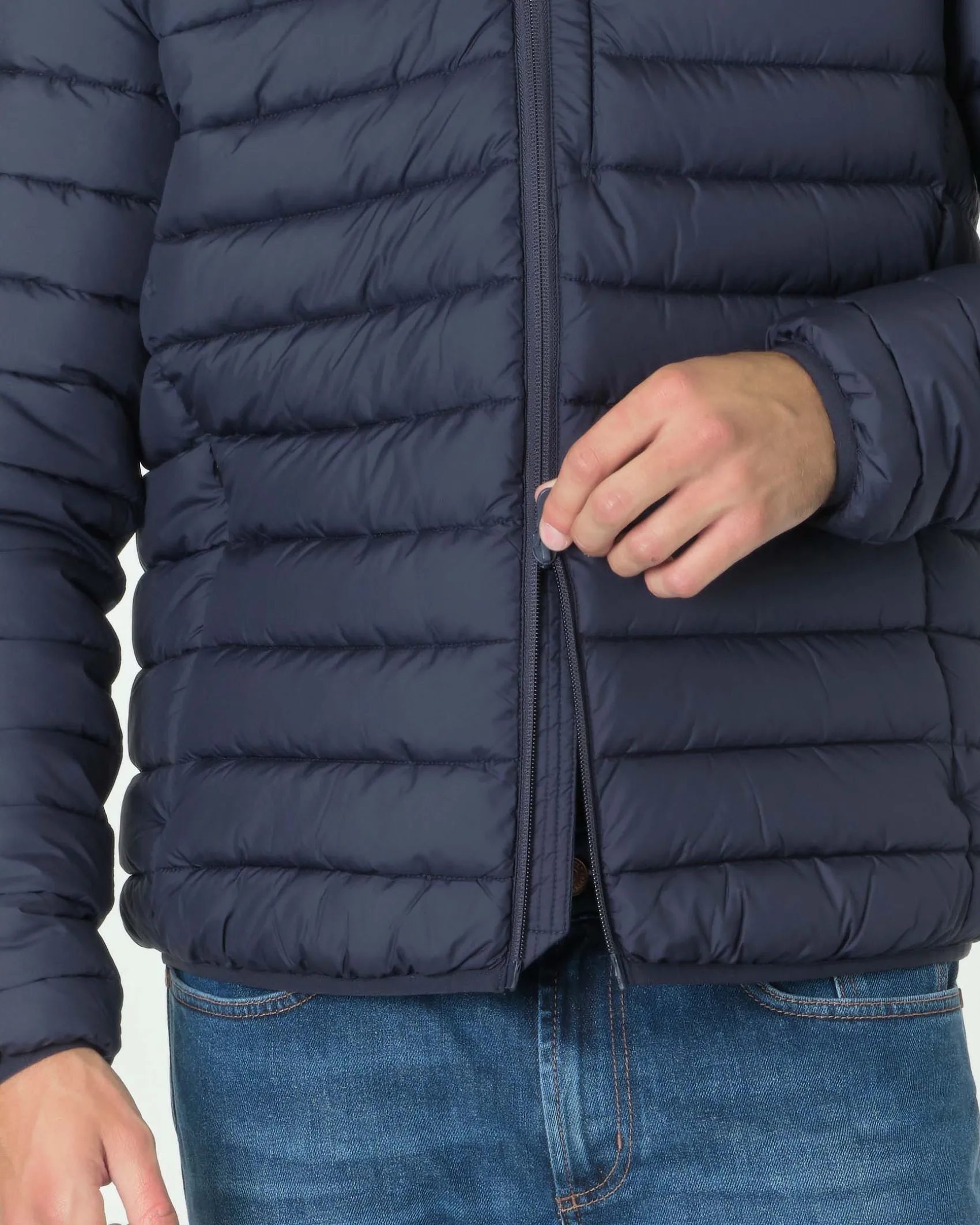 Piumino Save the duck blu opaco imbottito in Plumtech® con cappuccio fisso