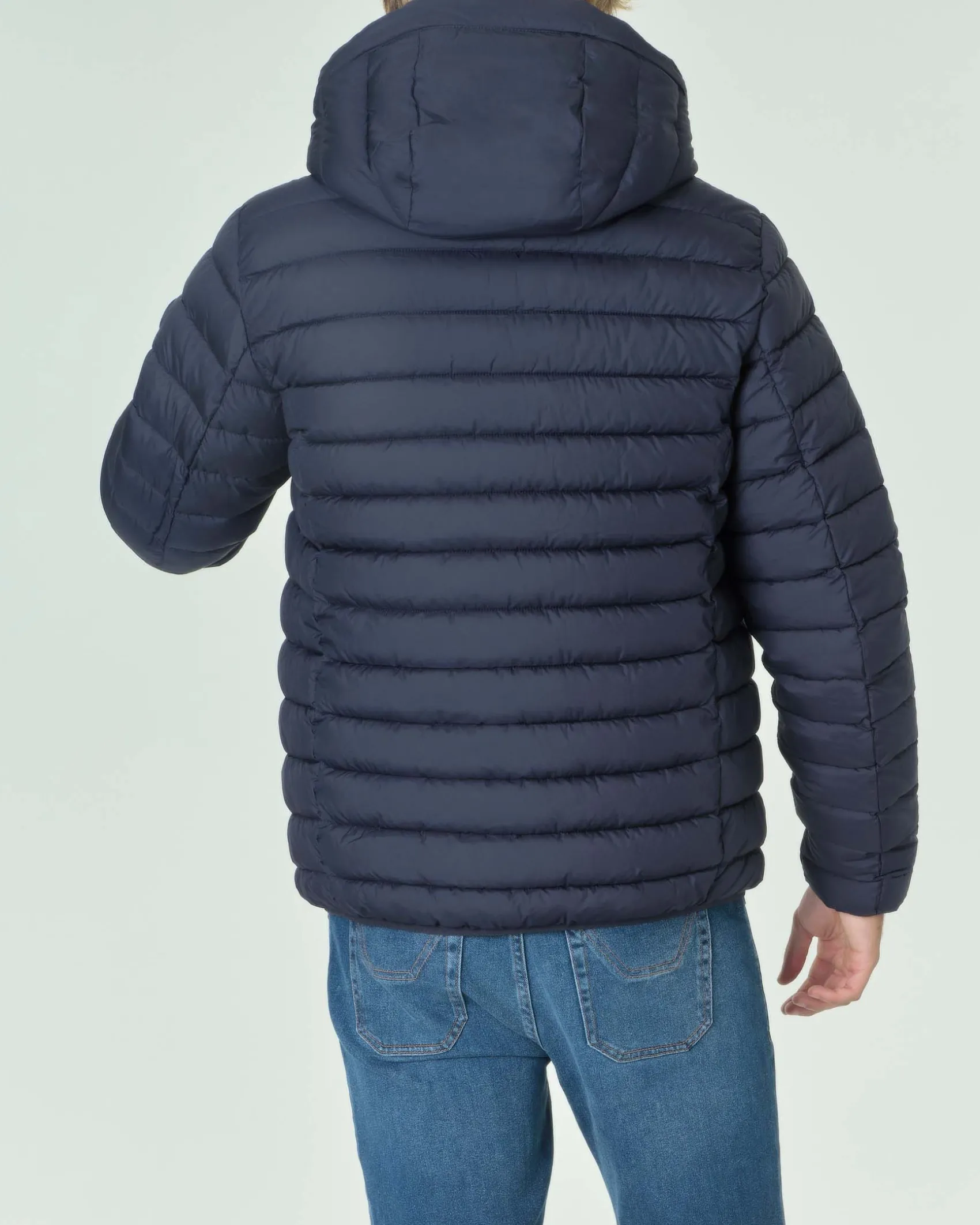 Piumino Save the duck blu opaco imbottito in Plumtech® con cappuccio fisso