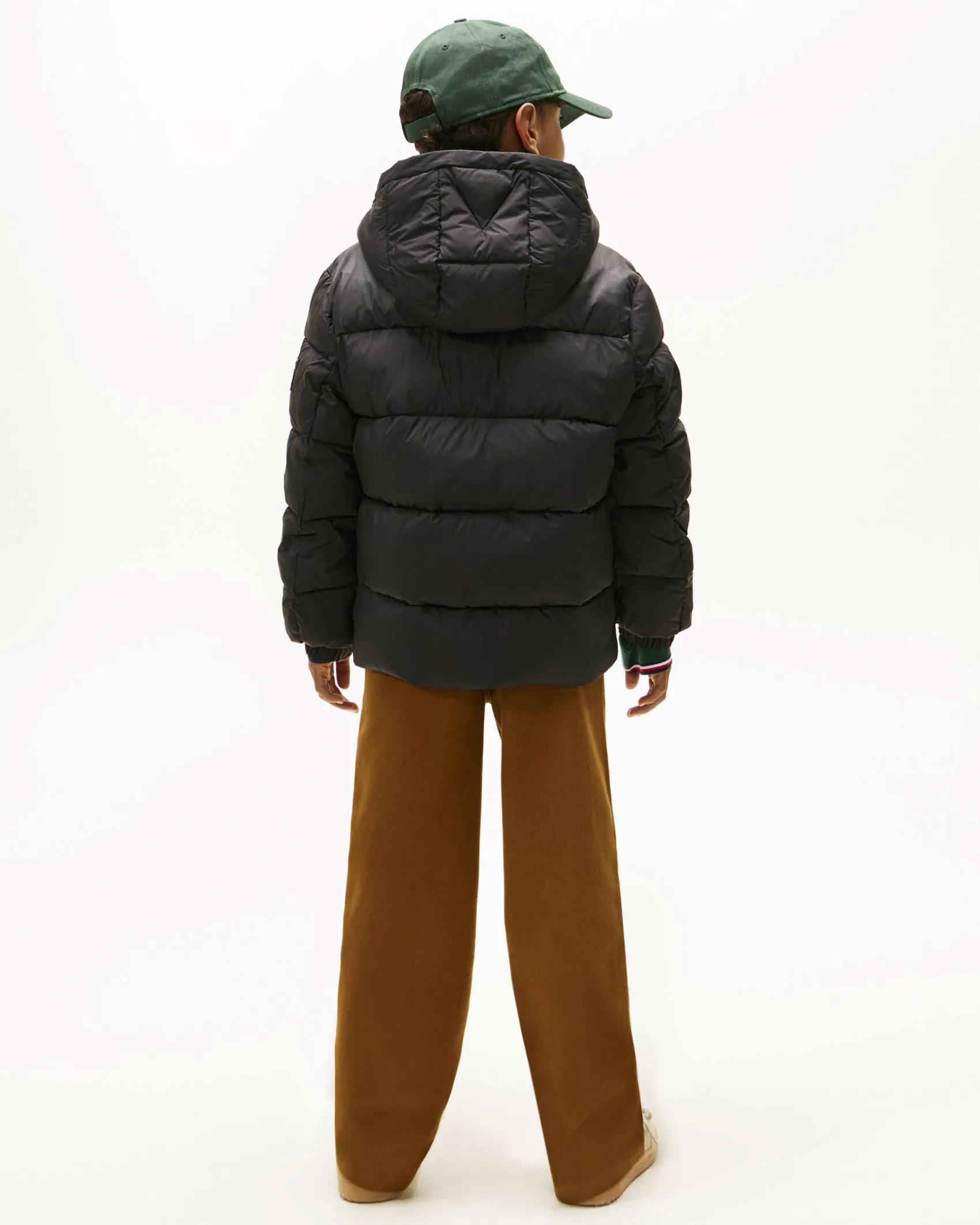 Piumino Tommy Hilfiger in nylon nero con cappuccio