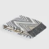 Plaids Plume in misto lana a fantasia chevron beige e azzurro