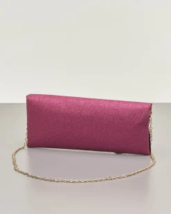 Pochette a busta in ecopelle color rosa fragola in lurex