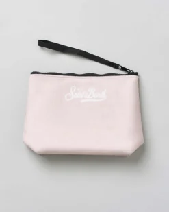 Pochette Aline beige in tessuto effetto lana con grafica Topolino a St. Moritz