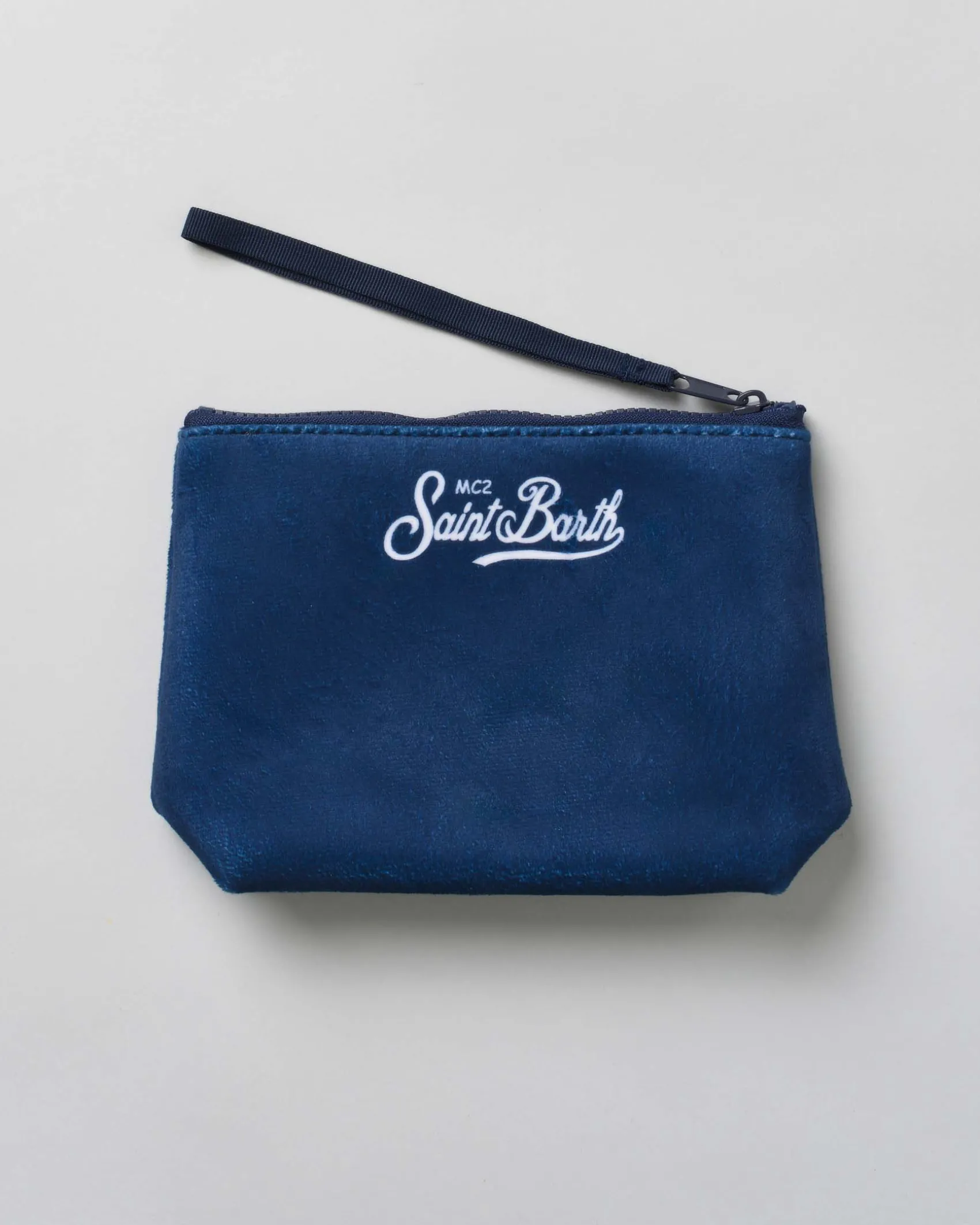 Pochette Aline blu in tessuto effetto lana con grafica Paperon de Paperoni