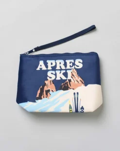 Pochette Aline blu in tessuto effetto lana con stampa grafica Apres Ski