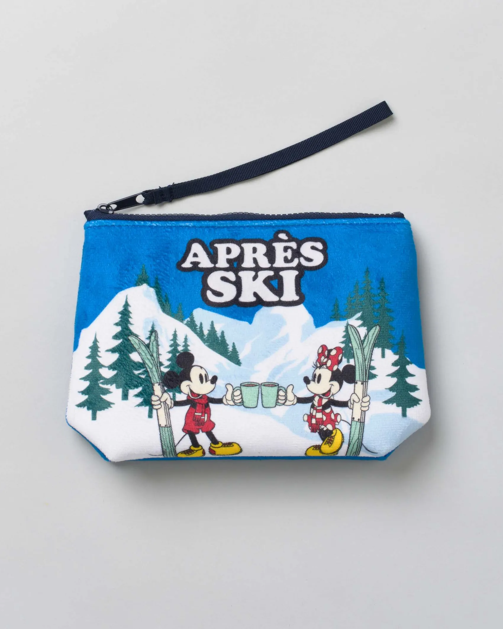 Pochette Aline blu royal in tessuto effetto lana con grafica Topolino e Minni Après Ski