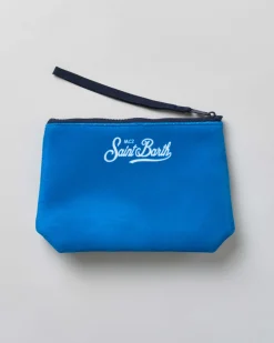 Pochette Aline blu royal in tessuto effetto lana con grafica Topolino e Minni Après Ski