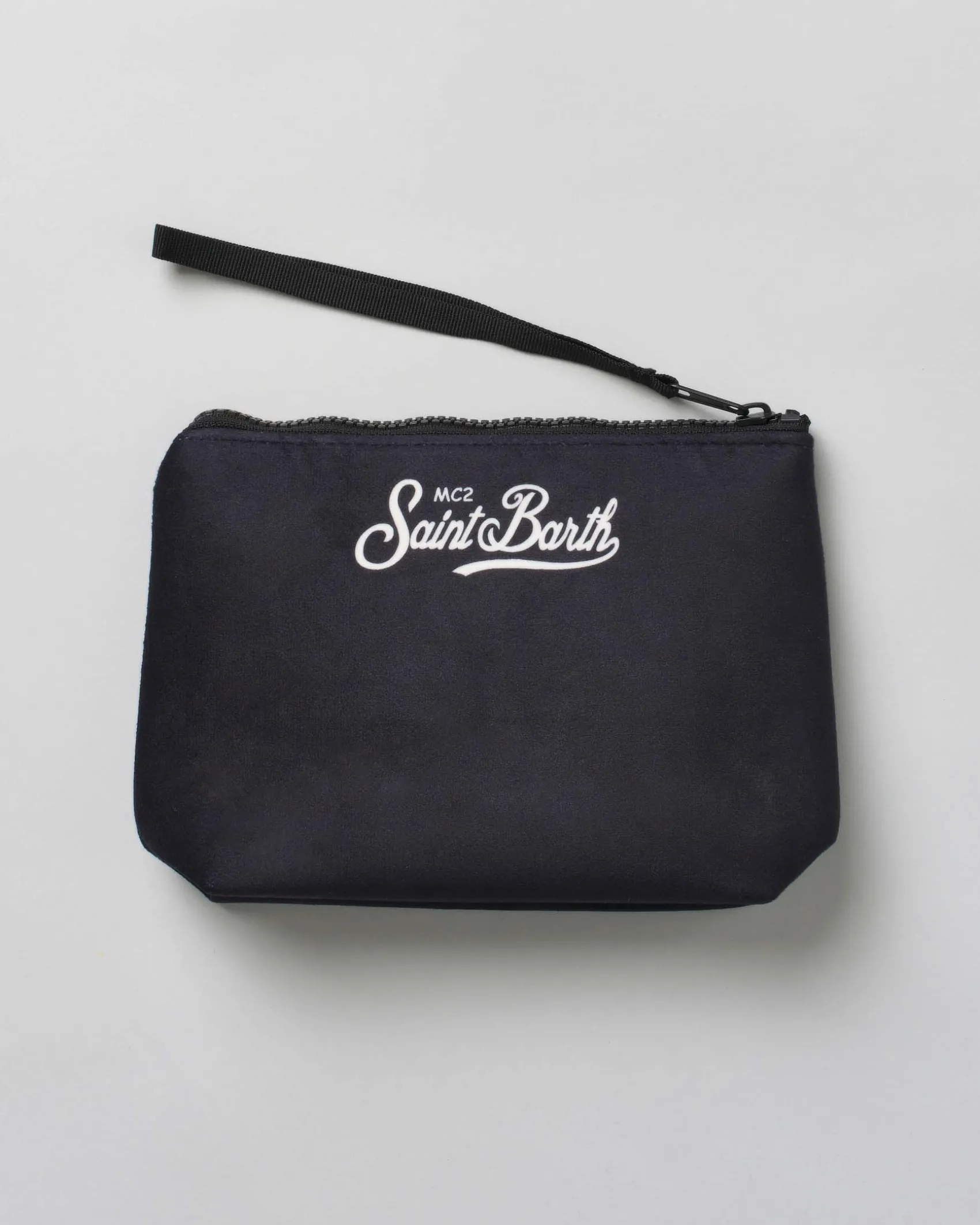 Pochette Aline nera in tessuto effetto lana con grafica Tequila